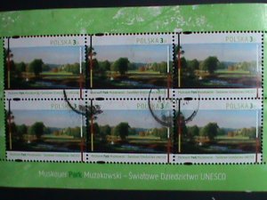 ​POLAND STAMP-BEAUTIFUL  MUSKAUER PARK- POLAND-USED MINI FULL SHEET VERY FINE