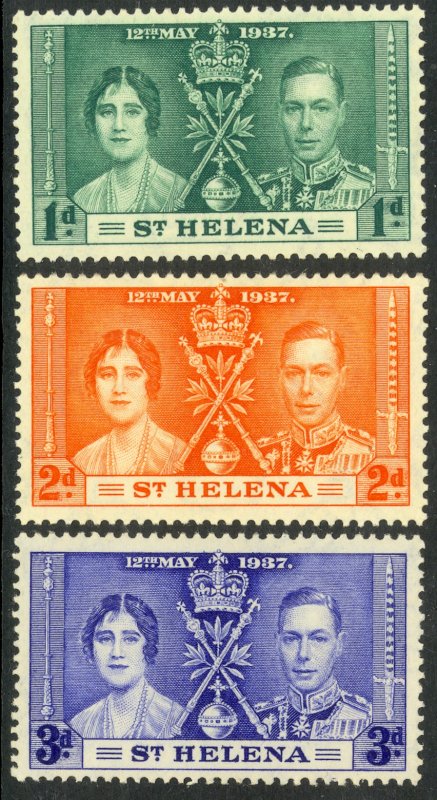 ST HELENA 1937 KGVI CORONATION Set Sc 115-117 MNH