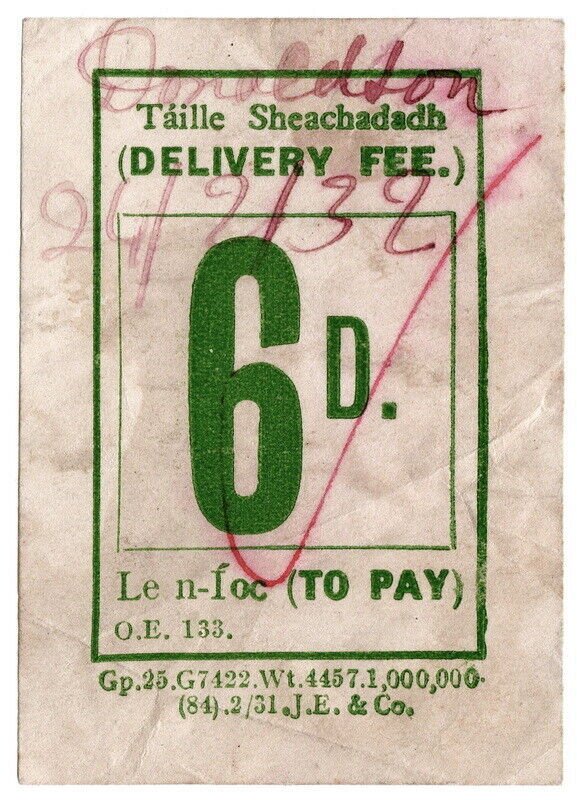 (I.B) Midland Great Western Railway (Ireland) : Delivery Fee 6d