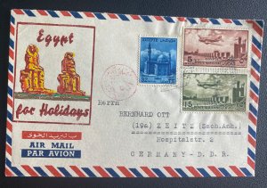 1950s Heliopis Egypt Airmail cover To Zeitz Germany Tourist Advertise