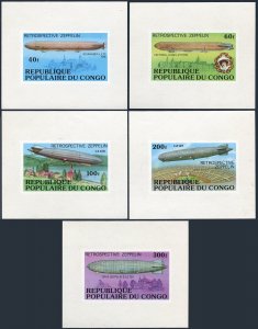 Congo PR 408-412 deluxe sheets,MNH.Mi A577-A581. History of the Zeppelin,1977.