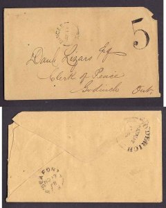 Canada-Covers #3754a-stampless-rated 5-Huron Cnty-Dingle,CW single broken