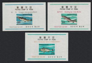 Korea Rep. Pollack Lenok Croaker Korean Fishes 3 MSs 1966 MNH SC#496a-498a