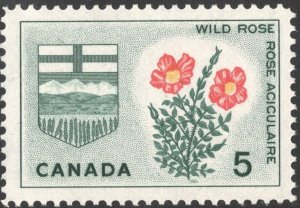 Canada SC#426 5¢ Wild Rose and Arms of Alberta (1966) MNH