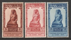 Egypt Scott 150/152 - SG173/175, 1927 Statistical Congress Set MH*