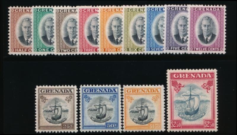 GRENADA 151-163 MINT F-VF LH KGVI 1951