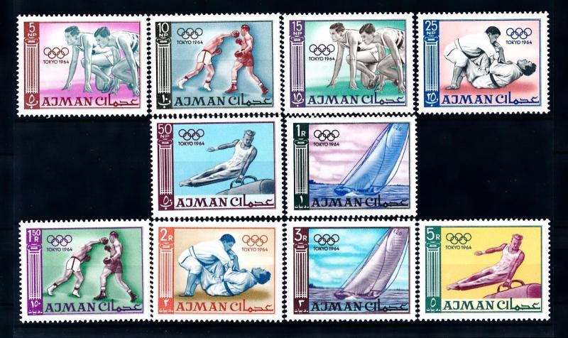 [43176] Ajman 1965 Olympic games Tokyo Boxing Judo Sailing MNH