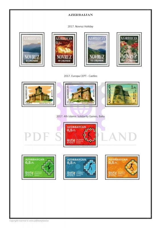 Azerbaijan 2010-2020 PDF(DIGITAL) STAMP ALBUM PAGES