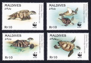 Maldives WWF Hawksbill Turtle 4v 1995 MNH SC#2092 a-d SG#2297-2300 MI#2420-2423