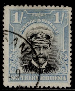 SOUTHERN RHODESIA GV SG10, 1s black & light blue, USED. Cat £13.