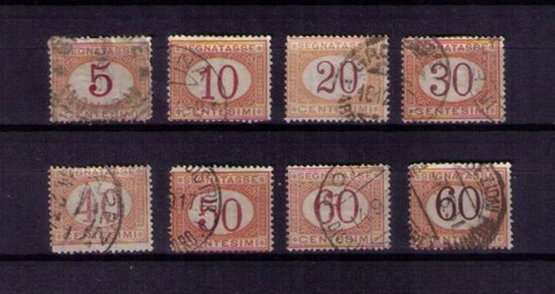 ITALY Sc #J5-J12 Incomplete set of eight postage due F-VF used