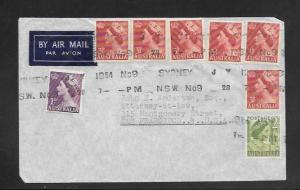 Just Fun Cover AUSTRALIA #231,256,258 on 9/28/1954 Airmail Cover (my3090)