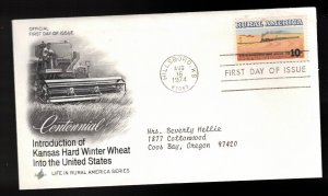 UNITED STATES FDC  Scott # 1506 - Kansas Hard Winter Wheat - Art Craft Cachet