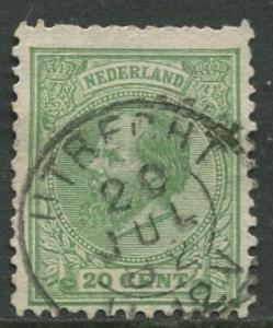 Netherland - Scott 28 - King William III -1872 - Used - Single 20c stamp