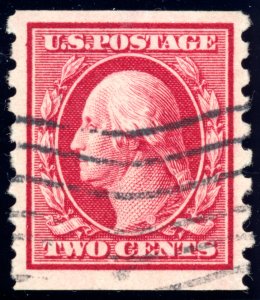 US 393 2c 1910 George Washington perf 8.5 horizontal coil used