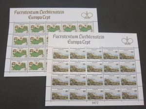 Liechtenstein 1977 Sc 615-16 sheet(16) set MNH