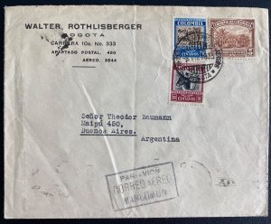 1933 Bogota Colombia Airmail Commercial Cover to Buenos Aires Argentina label