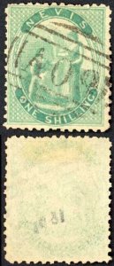 Nevis SG4 1/- Green on Greyish paper used Cat 85 pounds