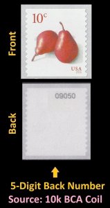US 5039 Pears 10c coil single 5d small font back # MNH 2016