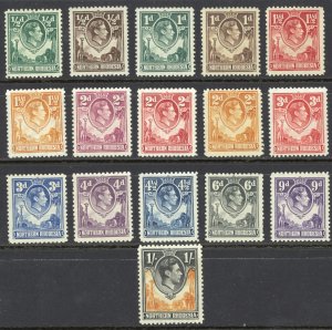 Northern Rhodesia Sc# 25-40 MH Set/16 1938-1952 ½p-1sh KGVI Definitives