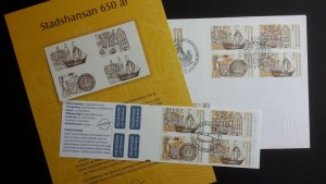 H567 Sweden 2006 MNH stamp booklet + black print + FDC Hanseatic  sailing ships 