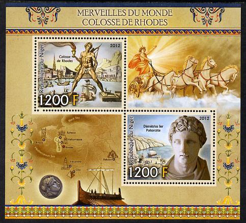 NIGER SHEET WONDERS OF THE WORLD COLOSSUS OF RHODES