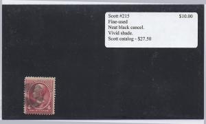 #215 Vivid Color Neat Black Cancel Scott $27.50 B491