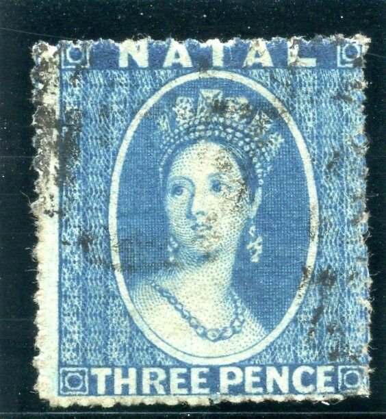 Natal 1862 QV 3d blue very fine used. SG 12. Sc 12.