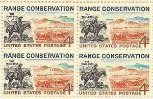 1961 Range Conservation Block of 4 4c Postage Stamps, Sc# 1176, MNK, OG