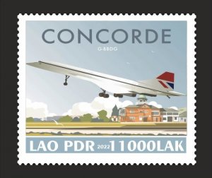 Stamps. Aviation, Plane, Concorde 1 stamps  perforated 2022 year Laos NEW
