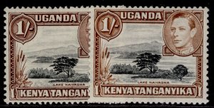 KENYA UGANDA TANGANYIKA GVI SG145b +145ba, 1s SHADE VARIETIES, M MINT. Cat £72.