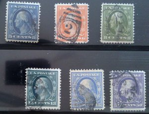 Scott #335-337&339-341 - WF Lot - Used - 1908-09