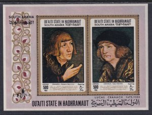 Aden Qu'aiti MI 155-156 BL18 Paintings Souvenir Sheet MNH VF