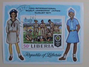 ​LIBERIA STAMP:-1971- 13TH INTERNATIONAL SCOUT JUMBOREE  CTO-NH- S/S SHEET