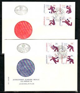 Yugoslavia, Scott cat. 1704 a-h. L.A. Summer Olympics issue. First day covers. ^