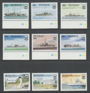 Tuvalu Sc 543-548, 555-557, MNH. 1990 Battleships & UN Development, 2 cplt sets