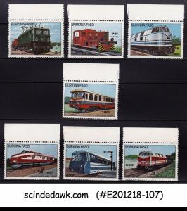 BURKINA FASO - 1985 VINTAGE RAILWAY LOCOMOTIVES / TRAINS  4V MNH