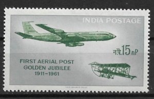 1961 India 337 15np 1st Aerial Post 50th Anniv. MNH