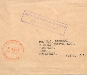 GB Cover SABAH MALAYSIA Wrapper *SANDAKAN CENSOR* Newspaper 1969 (Malaya) WM147