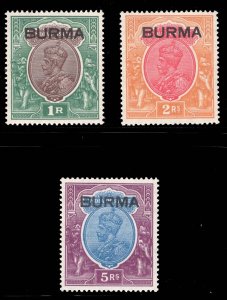 MOMEN: BURMA SG #13-15 1937 MINT OG NH £190++ LOT #67262*