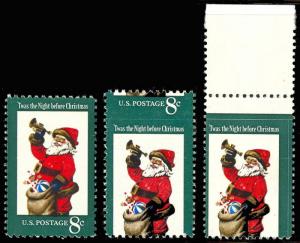1472, Mint NH 8¢ Santa - Two Different Misperfed Error Stamps - Stuart Katz