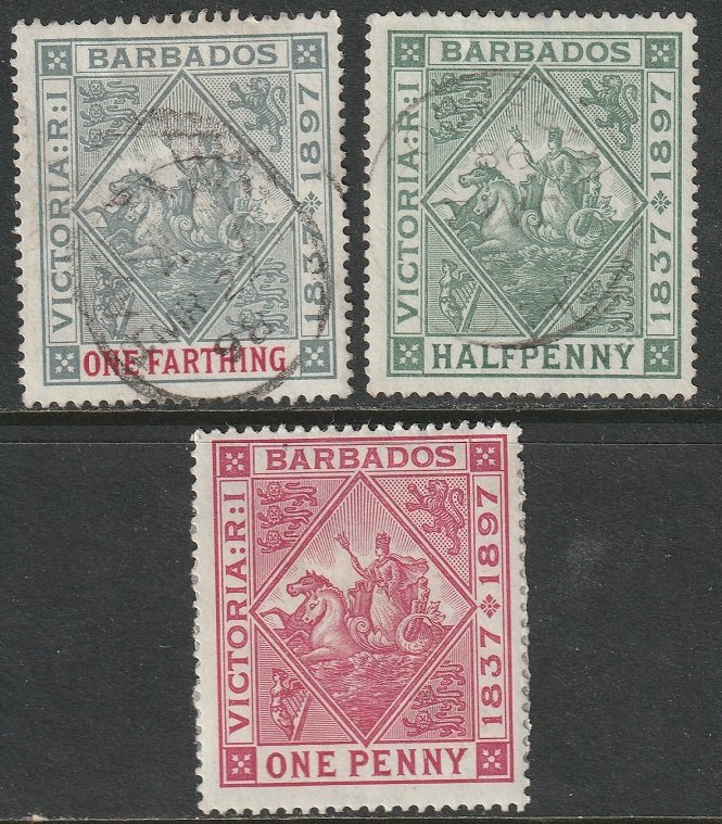 Barbados 1897 Sc 81-3 used/MNG