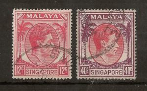 Singapore 1948 12c + 40c Fine Used Cat£42