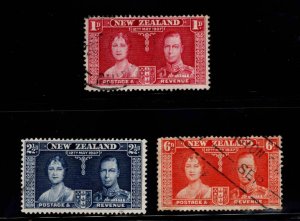 New Zealand Scott 223-225 Used KGV Coronation set