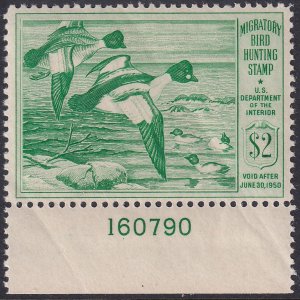 RW16 U.S. 1949 Federal Duck Stamp $1.00 Plate Single 160790 MNH CV $70.00