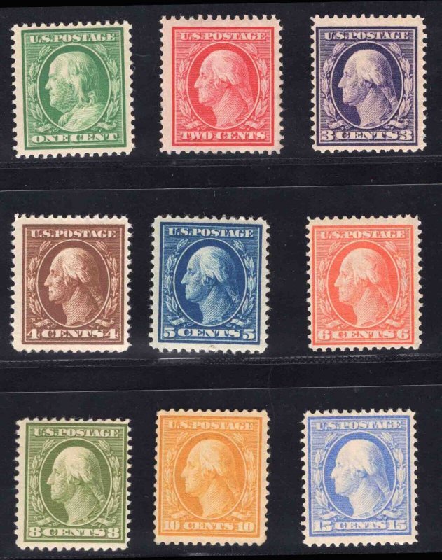 MOMEN: US STAMPS #374-382 MINT OG H/2NH(1c,3c) LOT #78494 