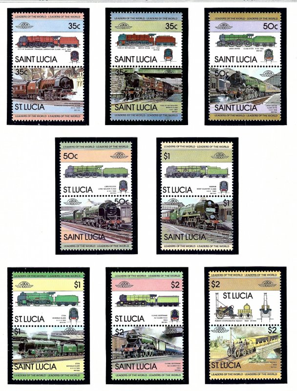 St Lucia 617-24 MNH 1983 Trains  (KA)