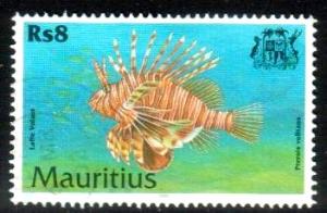 Red Lionfish, Pterois Volitans, Mauritius stamp SC#918 used