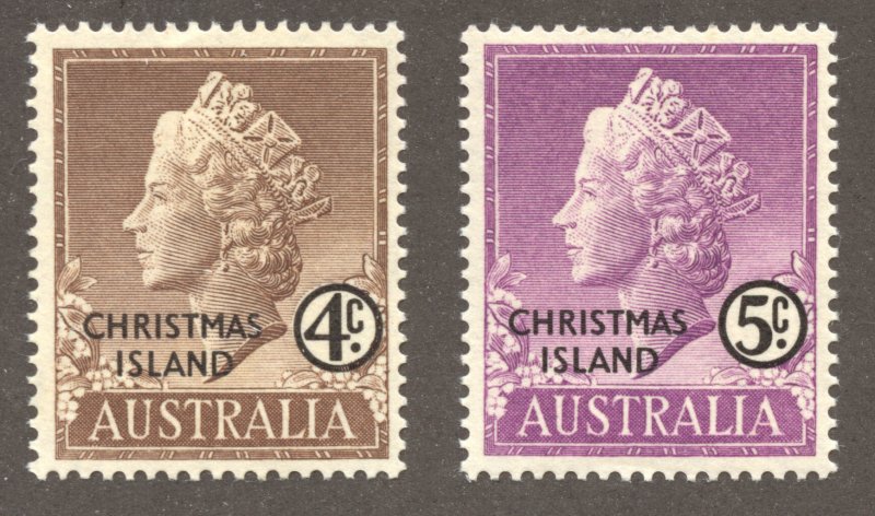 Christmas Island Scott 2-3 MNHOG/Unused LHOG - 1958 Queen Elizabeth II-SCV $1.10