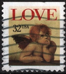 SC#3030 32¢ Love, Cherub Booklet Single (1996) Used